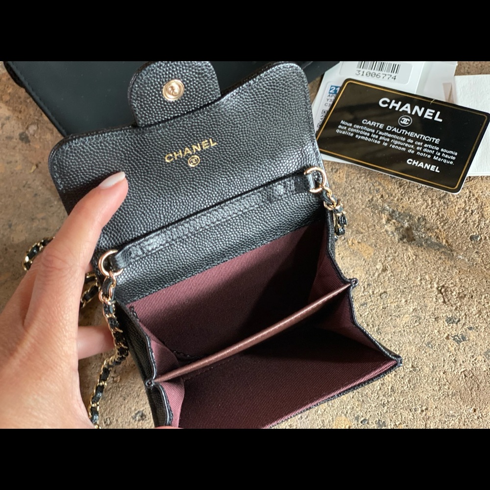 βSOLDβAuth Chanel caviar flap card w chain - Picture 3 of 10